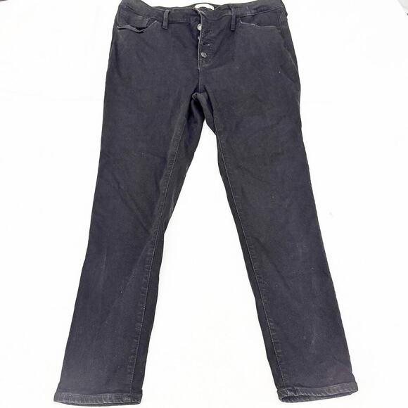 Madewell 9" Mid-Rise Skinny Button Front Black Denim Jeans Size 34 - Picture 2 of 10